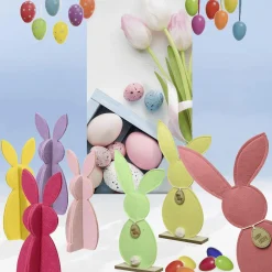 3 Conejito De Pascua De Fieltro De Colores