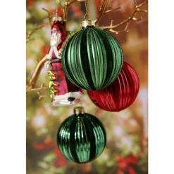 Adorno De Navidad Terciopelo Rojo, 8 Cm, 2 Piezas