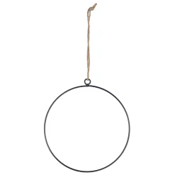 Anillo De Metal Negro Deco Con Percha De Cuerda De Yute 20 Cm Ø