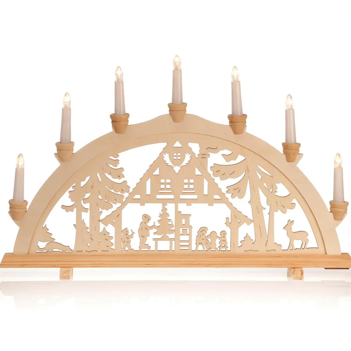 Arco De Vela "Cabaña Del Bosque" 7 Llamas De Madera 58 Cm