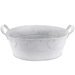 Bañera De Zinc Con Motivo De Corazón Blanco 32 Cm