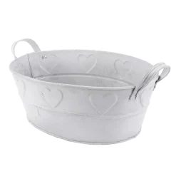 Bañera De Zinc Con Motivo De Corazón Blanco 32 Cm