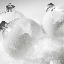 Bola De Navidad De Vidrio 6 Cm, Blanca, 10 Piezas