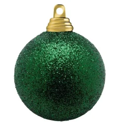 Bolas De Navidad Con Purpurina En Plástico Verde Abeto, 6 Cm Ø - 6 Piezas