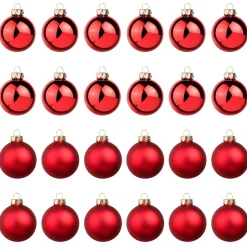 Bolas De Navidad De Cristal Rojo 6 Cm Ø - 24 Piezas