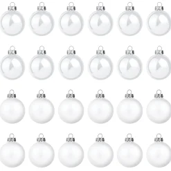 Bolas De Navidad De Cristal Blanco 6 Cm Ø - 24 Piezas