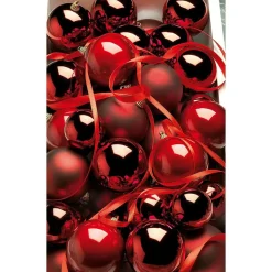 Bolas De Navidad De Plástico Rojo Vino Brillante, 6 Cm Ø - 24 Piezas