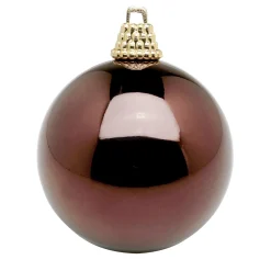 Bolas De Navidad De Plástico Brillante Color Marrón Turrón, 6 Cm Ø - 24 Piezas