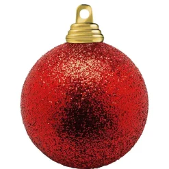 Bolas De Navidad De Plástico Con Purpurina En Rojo, 6 Cm Ø - 6 Piezas