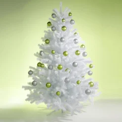 Bolas De Navidad De Plástico Verde Lima Mate, Ignífugo, 6 Cm Ø - 24 Piezas