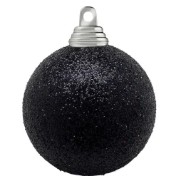 Bolas De Navidad De Purpurina En Plástico Negro, 6 Cm Ø - 6 Piezas