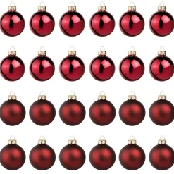 Bolas De Navidad De Vidrio Rojo Oscuro 6 Cm Ø - 24 Piezas
