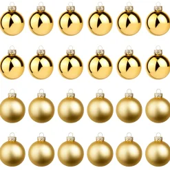 Bolas De Navidad De Vidrio Dorado Oscuro 6 Cm Ø - 24 Piezas