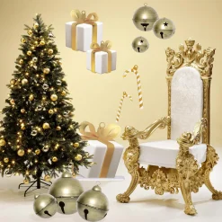 Bolas De Navidad Doradas Y Mates De Plástico Ignífugo, 6 Cm Ø - 24 Piezas