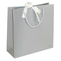 Bolsas De Regalo, 27,5 X 27,5 Cm, Gris 25 Piezas 200g/m², Con Lazo De Raso A Juego