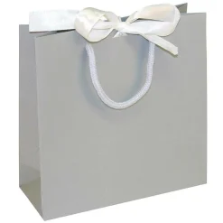 Bolsas De Regalo, 20 X 20 X 8 Cm, Gris 25 Piezas, 200 G/ M², Con Lazo De Raso A Juego