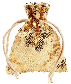 Bolsitas De Organza Lentejuelas 10 Cm, 10 Piezas, Oro