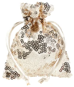 Bolsitas De Organza Lentejuelas 10 Cm, 10 Piezas, Champán