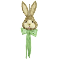 Cabeza De Conejo De Pascua Con Lazo Verde 62 Cm