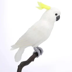 Cacatúa Decorativa Sentada Blanca-amarilla, 40 Cm