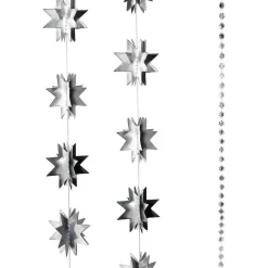 Cadena De Estrellas De Papel, Plata 300 Cm, 3 Piezas