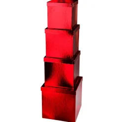 Cajas De Cartón De Regalo, Color Rojo, 4 Pz.
