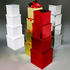 Cajas De Cartón De Regalo, Color Rojo, 4 Pz.