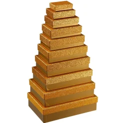 Cajas De Cartón De Regalo Color Dorado, 10 Pz.