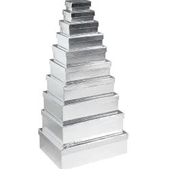 Cajas De Regalo Cajas De Regalo Plateadas, 10 Unidades 6,5 X 3,5 X 8,5 Hasta 22 X 9,5 X 31 Cm (ancho X Alto X Largo)