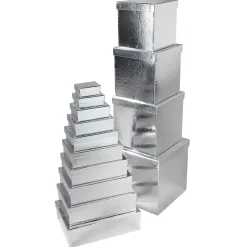 Cajas De Regalo Cajas De Regalo Plateadas, 10 Unidades 6,5 X 3,5 X 8,5 Hasta 22 X 9,5 X 31 Cm (ancho X Alto X Largo)