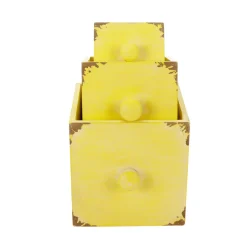 Cajones De Madera Rústica 3 Piezas Amarillo 9 X 12 X 15 Cm