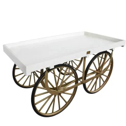Carro De Mercado Blanco Con Base Dorada
