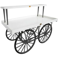 Carro De Mercado Completo Con Base Nero, Cuerpo Blanco Y Tapa De Madera