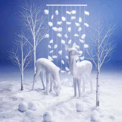Ciervo Decorativo Pastando Altura 75 Cm, Blanco
