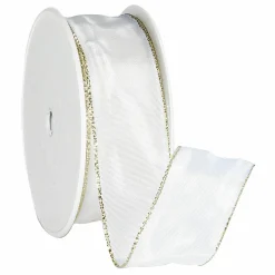 Cinta De Tela Con Borde De Alambre, Crema