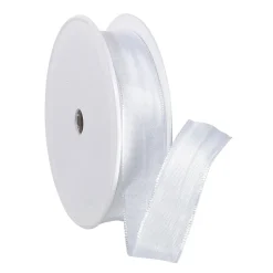 Cinta De Tela Con Borde De Alambre, Blanco, Anchura 25 Mm
