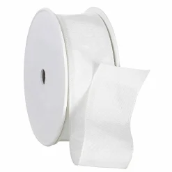 Cinta De Tela Con Borde De Alambre, Blanco, Anchura 40 Mm