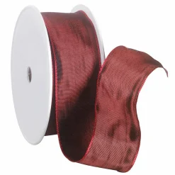 Cinta De Tela Con Borde De Alambre, Burdeos, Anchura 40 Mm