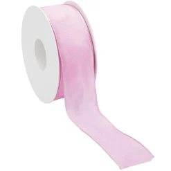 Cinta De Tela De Regalo Con Borde De Alambre Rosa 40 Mm X 25 M