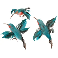 Colibríes Decorativos 18 Cm Azul, 3 Piezas
