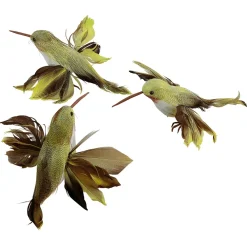 Colibríes Decorativos 18 Cm Verde, 3 Piezas