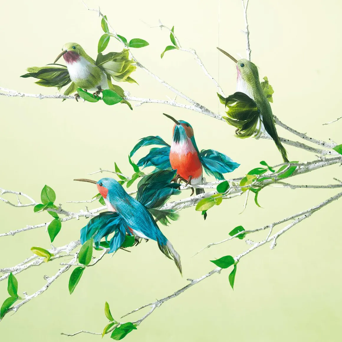 Colibríes Decorativos 18 Cm Verde, 3 Piezas