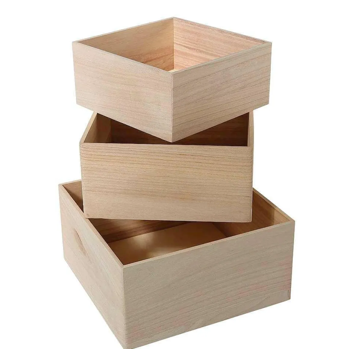 Conjunto De Cajas De Madera Cuadrado 3 Piezas