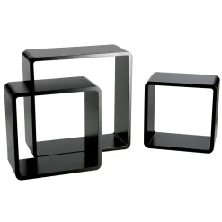 Conjunto De Estantes "Cubo" Color Negro 3 Pz.