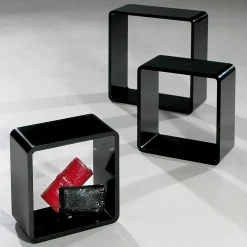 Conjunto De Estantes "Cubo" Color Negro 3 Pz.