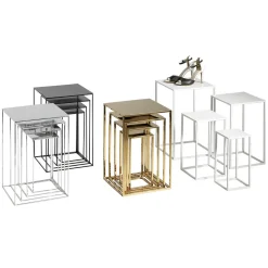 Conjunto De Mesas De Metal Oro 4 Piezas