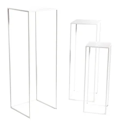 Conjunto De Mesas De Metal Blanco 3 Piezas