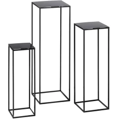 Conjunto De Mesas De Metal Negro 3 Piezas