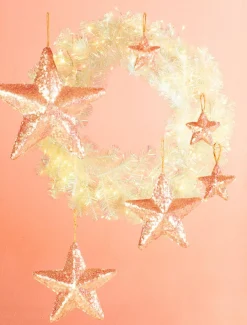 Estrella Con Lentejuelas Ø 22 Cm, 2 Piezas, Rosada