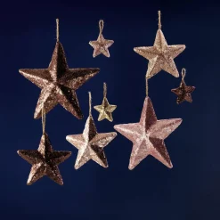 Estrella Con Lentejuelas Ø 22 Cm, 2 Piezas, Rosada